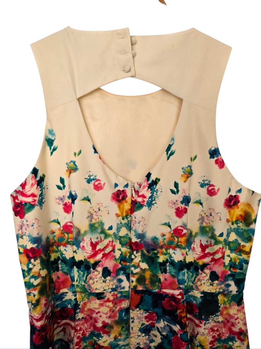 Anthropologie Maeve Watercolor Floral Sheath Dress Pockets Size 12 - Picture 7 of 8